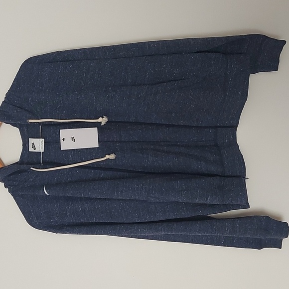 NWT Nike Gym Vintage Full Zip Light Weight Hoodie Navy Space Dyed Size Medium - Picture 4 of 8